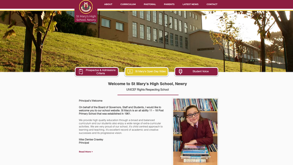 Screenshot of the St. Mary's High School Parent Teacher Friend Association website