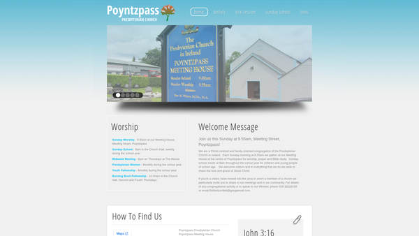 Screenshot of the Poyntzpass Congregation of the Presbyterian Church in Ireland website