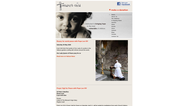 Screenshot of the Tuesday's Child website