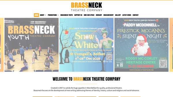 Screenshot of the Brassneck Theatre Company website