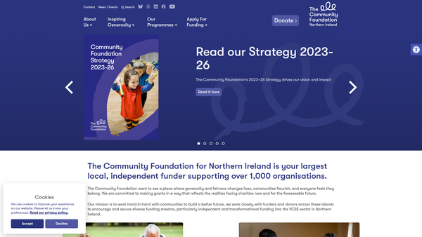 Screenshot of the The Community Foundation for Northern Ireland website