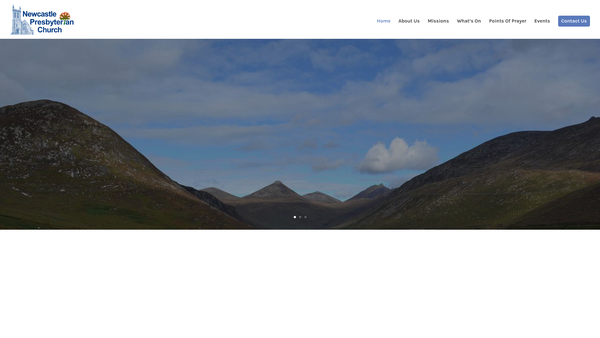 Screenshot of the Newcastle Congregation of the Presbyterian Church in Ireland website