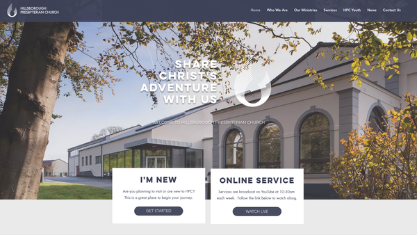 Screenshot of the Hillsborough Congregation of the Presbyterian Church in Ireland website