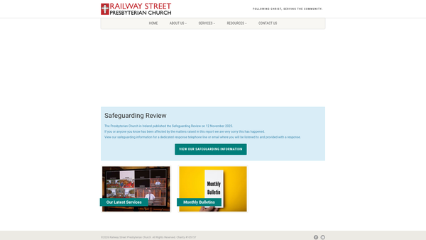 Screenshot of the Railway Street Presbyterian Church Congregation of the Presbyterian Church in Ireland website
