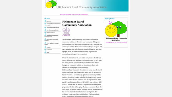 Screenshot of the Richmount Rural Community Association website