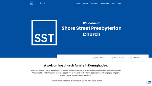 Screenshot of the Shore Street Congregation of the Presbyterian Church in Ireland website