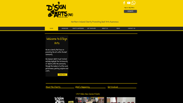 Screenshot of the D'sign Arts (NI) website
