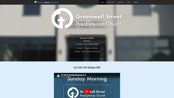 Screenshot of the Greenwell Street Congregation of the Presbyterian Church in Ireland website