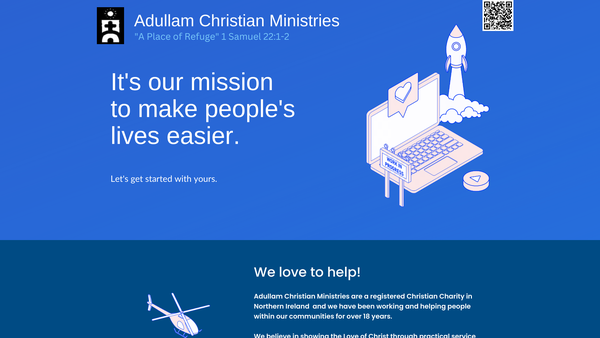 Screenshot of the Adullam Christian Ministries website