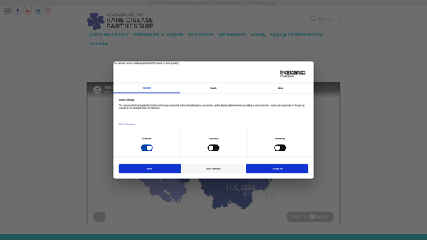 Screenshot of the Northern Ireland Rare Disease Partnership website