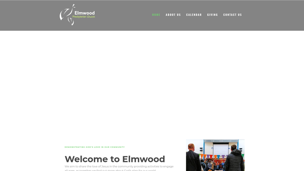 Screenshot of the Elmwood Congregation of the Presbyterian Church in Ireland website