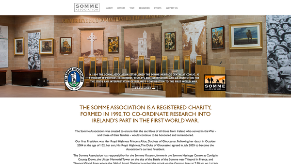 Screenshot of the The Somme Association website