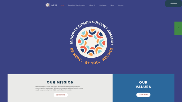 Screenshot of the Minority Ethnic Support Armagh website