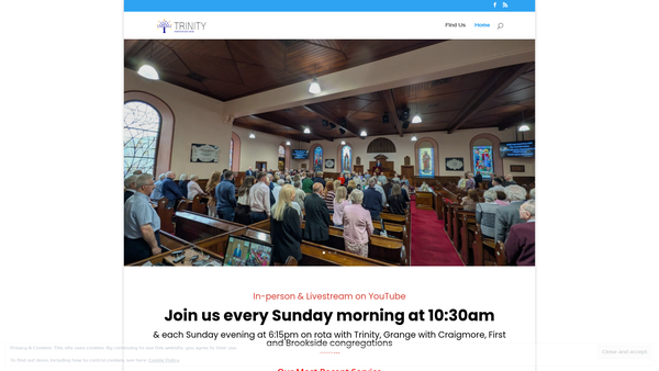 Screenshot of the Trinity Ahoghill Congregation of the Presbyterian Church in Ireland website