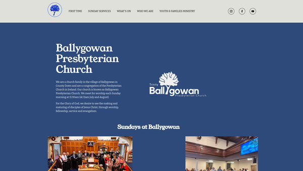 Screenshot of the Ballygowan Presbyterian Church Congregation of the Presbyterian Church in Ireland website