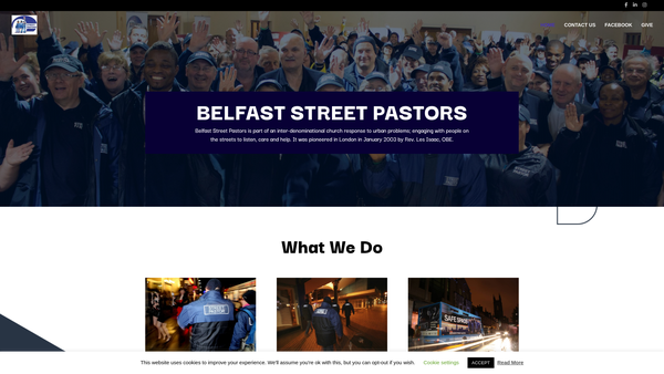 Screenshot of the Belfast Street Pastors Ltd website