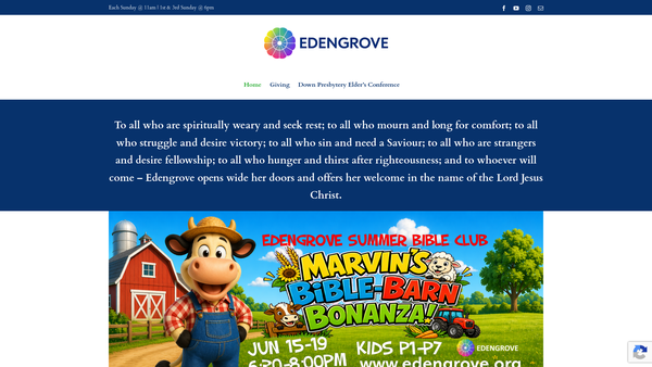 Screenshot of the Edengrove Congregation of the Presbyterian Church in Ireland website