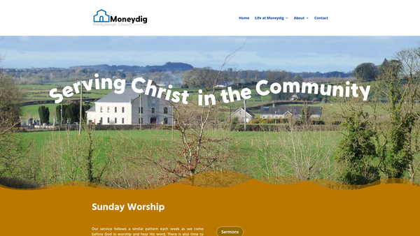 Screenshot of the Moneydig Congregation of the Presbyterian Church in Ireland website