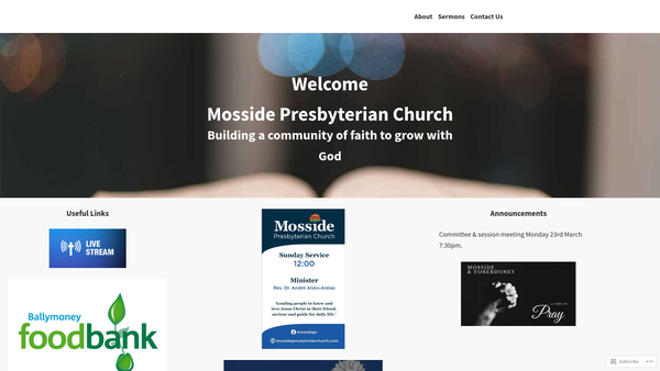 Screenshot of the Mosside Congregation of the Presbyterian Church in Ireland website
