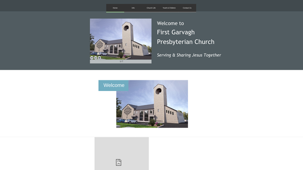 Screenshot of the First Garvagh Congregation of the Presbyterian Church in Ireland website