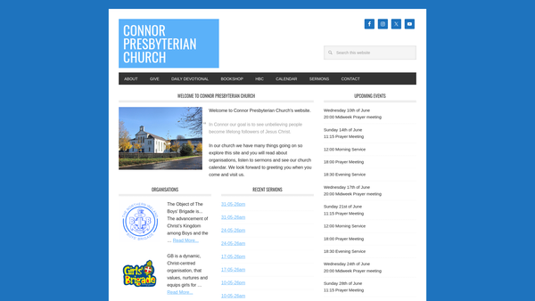 Screenshot of the Connor Congregation of the Presbyterian Church in Ireland website