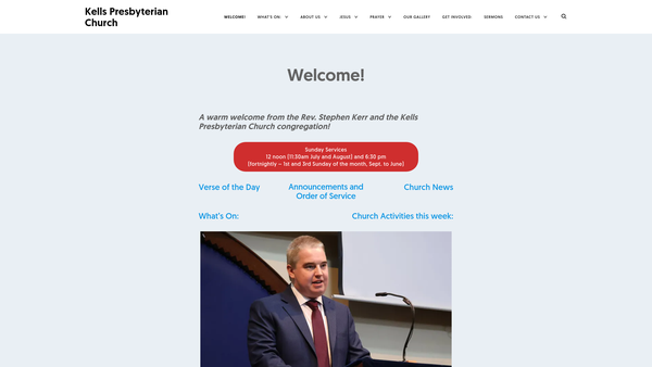 Screenshot of the Kells Congregation of the Presbyterian Church in Ireland website