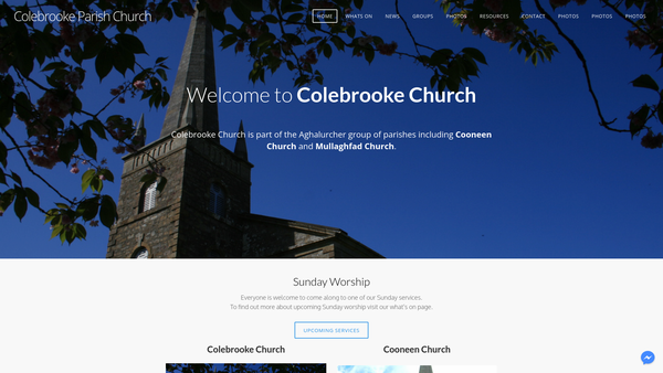 Screenshot of the Fivemiletown/Cooneen with Mullaghfad/Clogher/Church of Ireland website