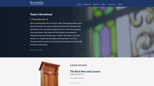Screenshot of the Brookside Congregation of the Presbyterian Church in Ireland website