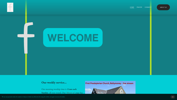 Screenshot of the First Ballymoney Congregation of the Presbyterian Church in Ireland website