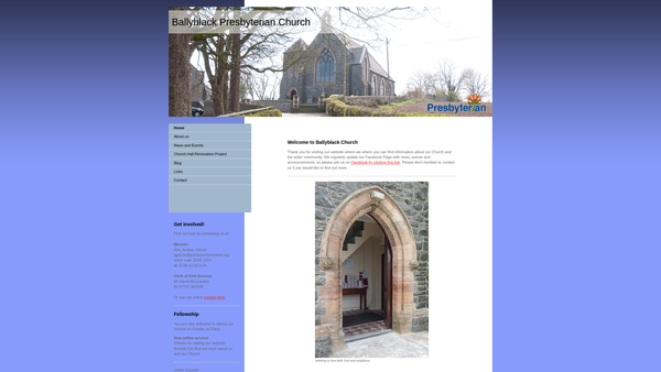 Screenshot of the Ballyblack Congregation of the Presbyterian Church in Ireland website