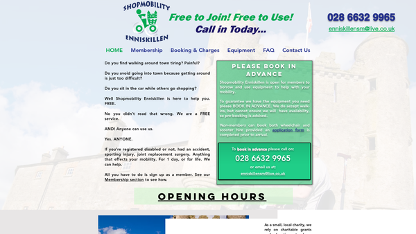 Screenshot of the Shopmobility Enniskillen website
