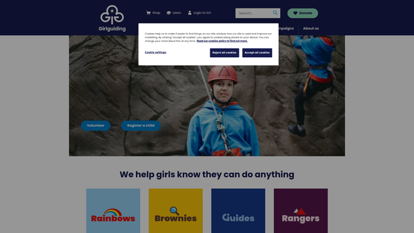 Screenshot of the Girlguiding Greenisland and Whiteabbey District website
