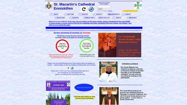 Screenshot of the Enniskillen/St Macartin's Cathedral/Clogher/Church of Ireland website