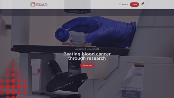 Screenshot of the Leukaemia & Lymphoma NI website