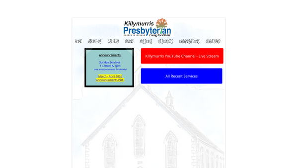 Screenshot of the Killymurris Congregation of the Presbyterian Church in Ireland website