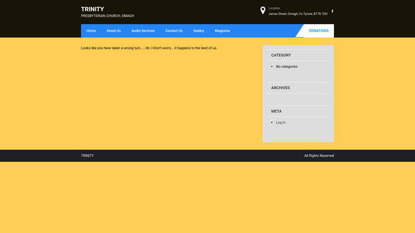 Screenshot of the Trinity Omagh Congregation of the Presbyterian Church in Ireland website