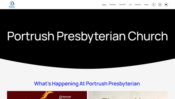 Screenshot of the Portrush Congregation of the Presbyterian Church in Ireland website