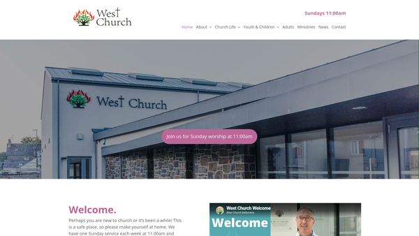 Screenshot of the West Congregation of the Presbyterian Church in Ireland website