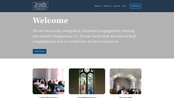 Screenshot of the Newmills Congregation of the Presbyterian Church in Ireland website
