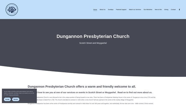 Screenshot of the Dungannon Congregation of the Presbyterian Church in Ireland website
