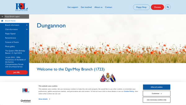 Screenshot of the Comrades Support Group website