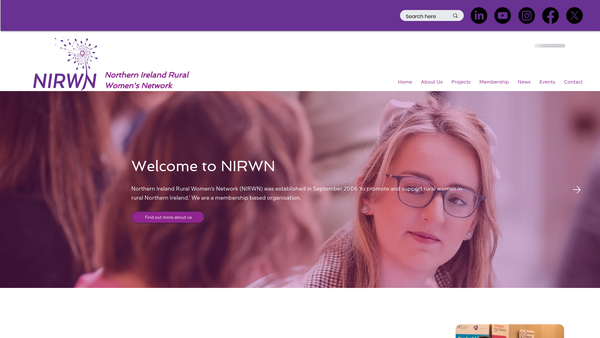 Screenshot of the Northern Ireland Rural Women's Network (NIRWN) website