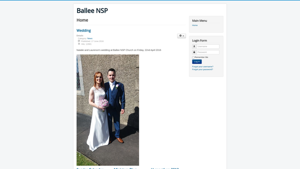 Screenshot of the Ballee Non Subscribing Presbyterian Church of Ireland website