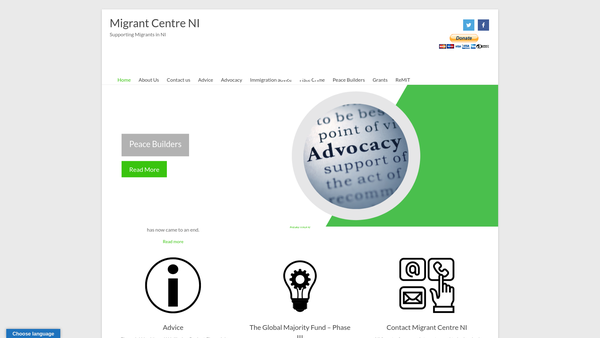 Screenshot of the Migrant Centre NI website