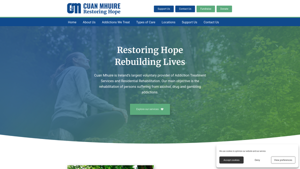 Screenshot of the Cuan Mhuire (NI) Limited website