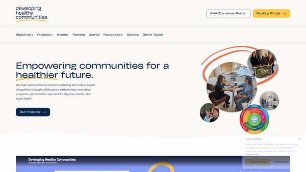 Screenshot of the Developing Healthy Communities (DHC) Limited website