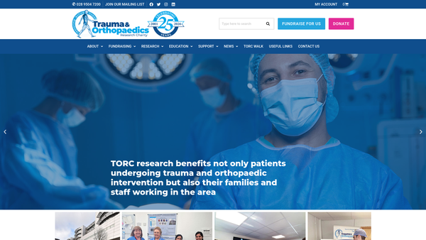Screenshot of the Trauma & Orthopaedics Research Charity website