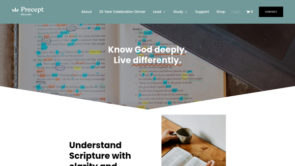 Screenshot of the Precept Ministries Ireland Ltd website
