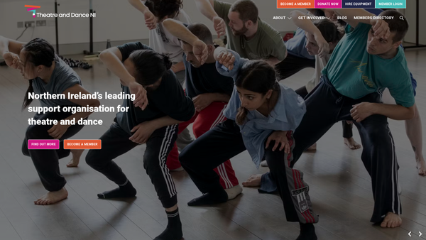 Screenshot of the Theatre and Dance N I website