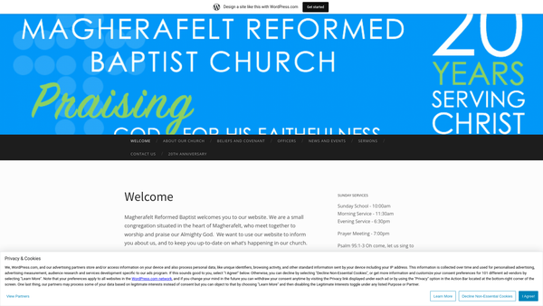 Screenshot of the Magherafelt Reformed Baptist Church website